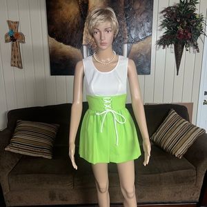 Jerell Of Texas • 1970’s • Vintage • Retro • Lime Green/ White • Romper